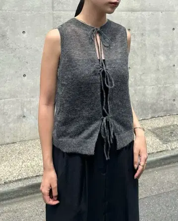 W FACE SHEER RIBBON KNIT TOPS CLANE