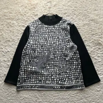 [ 빅 사이즈 LL ] 레오나르 니트 이소재 절개 울 실크 블랙