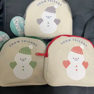 SnowMan 파우치 그레이 그린 빨간색 3개 세트