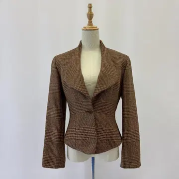 브라운 트위드 테일러드 자켓