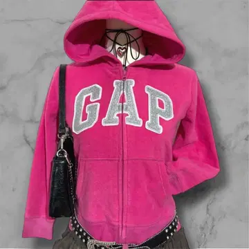 [ 극 레어 ] y2k GAP 플리스 집업 후드티 핑크 헤이세이 갸루