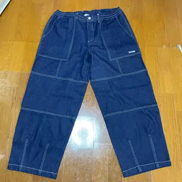 BEYOND THE VINES 다크 데님 와이드 팬츠