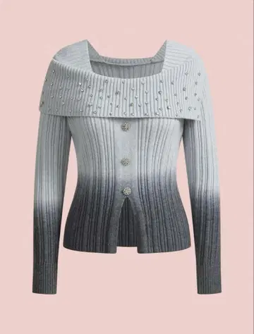 오프숄더 니트 두꺼운 원단 스웨터 그레이