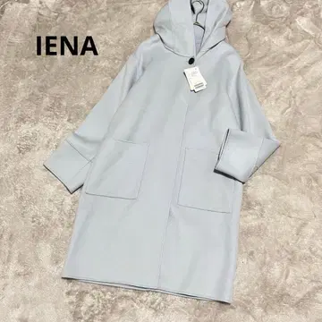 새상품 이에나 슈퍼160 더블 페이스 후드 코트 스카이블루