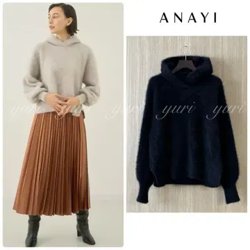 [ 735 ] 아나이 FLUFFY 천축 후드 후드티 블랙 니트 풀오버