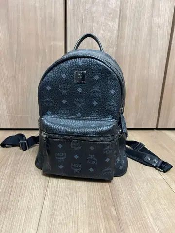 MCM 블랙 가죽 백팩