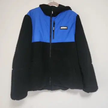 NERDY 플리스 자켓 파랑/블랙 후드 부착