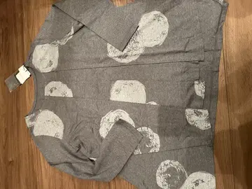 그레이 엔 원형 프린트 긴팔 T셔츠 튜닉 체형 커버 미세스 일본제