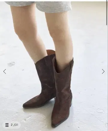 인기 LE TALON 3.5cm 가죽 웨스턴 부츠 브라운 M 사이즈