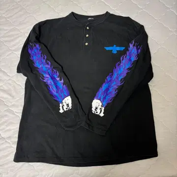 90s 모터계 해골 긴팔 티셔츠 롱티 헨리넥