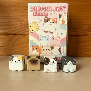 Choco Teddy 해외 중국 스퀘어 고양이 피규어 4세트