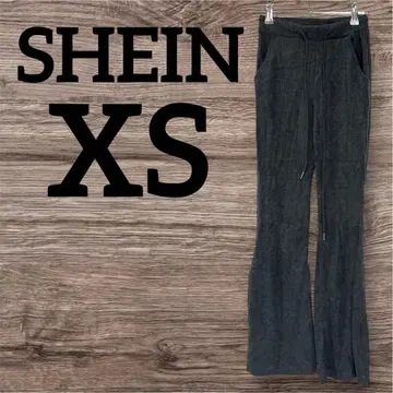 새상품급 SHEIN [ XS ] 다크 그레이 리브 플레어 팬츠