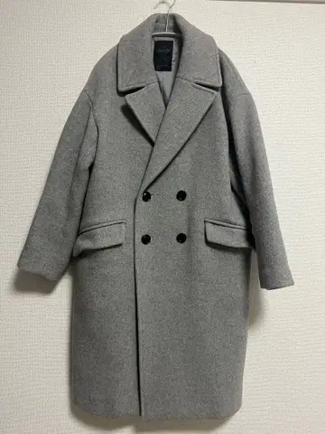 noble 그레이 더블 브레스트 체스터 코트