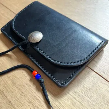 핸드메이드 미들 지갑 블랙
