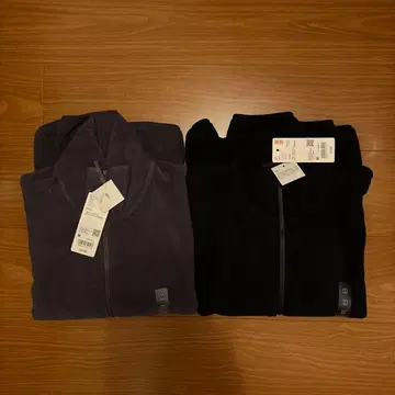 유니클로 플리스 풀 집업 후드티 M 그레이&블랙 2종 세트