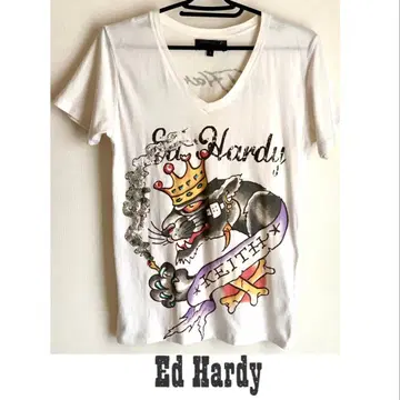 Ed Hardy 에드하디 y2k V넥 T셔츠 S