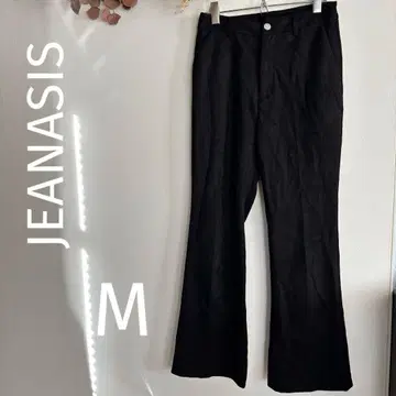 JEANASIS 스웨이드 느낌 플레어 팬츠 M 블랙 슬릿 슬림 레그