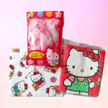 헬로키티 3종 세트 샤워 캡 핸드 타월