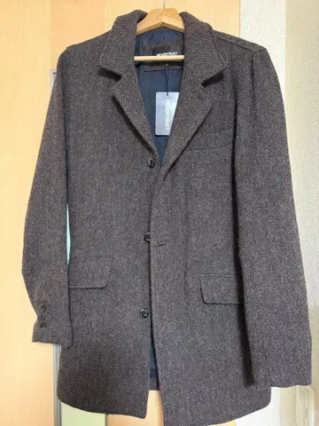 NEVERTRUST 브라운 트위드 체스터 코트 크롬비 코트