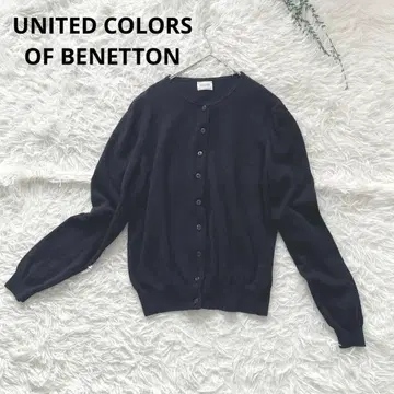 베네통 이탈리아제 블랙 라무 울 니트 가디건