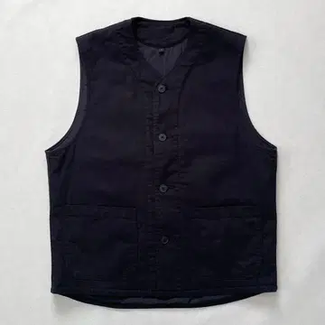 무인양품 나무 열매로 만든 카포크 혼방 헤링본 솜 베스트 블랙 L 사이즈