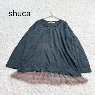 [슈카] 긴팔 티셔츠 이소재 프릴 도킹 M 체형 커버 글로벌 워크