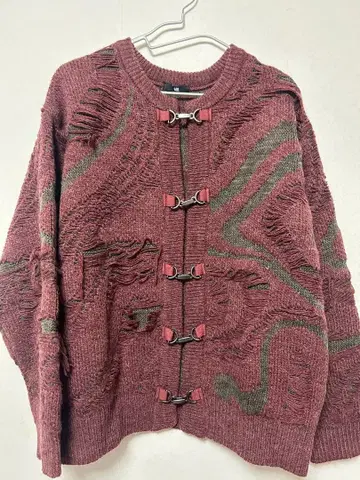 HARE 오버 사이즈 니트 가디건 버건디