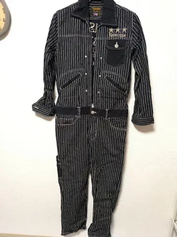 Vanson 스트라이프 오버롤 S 사이즈