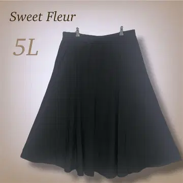 5L 빅 사이즈 플레어 스커트 블랙 허리밴딩 블랙 심플