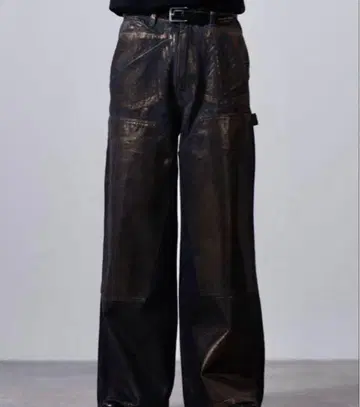 [ CLEL ] 특수 가공 더블니 데님 팬츠 애쉬 그레이 XS 사이즈