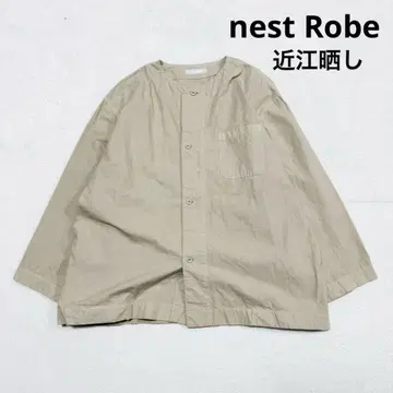 새상품급 네스트로브 오우미 가공 코튼 린넨 셔츠 자켓 베이지 F