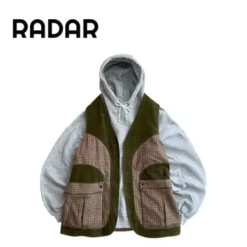 [새상품급] RADAR 이탈리아제 80s~ 절개 디자인 체크 롱 베스트