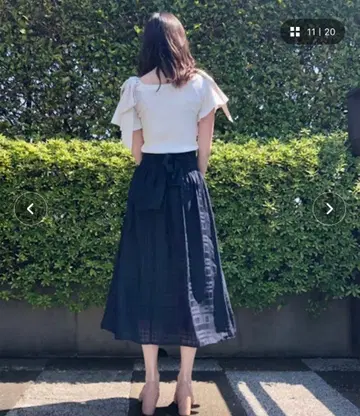 31 Sons de mode 백리본 체크 스커트 네이비