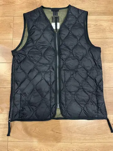 TAION 밀리터리 V넥 L 퀼팅 다운 베스트 수납 봉투 포함