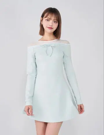 다리치 데콜테 시어 컷 미니 원피스