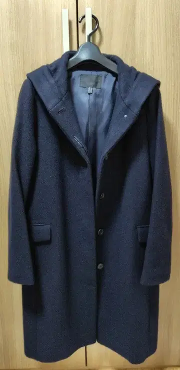 ICB 후디드 코트 울 100% 네이비 2(7호)