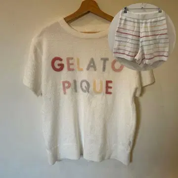 GELATO PIQUE 컬러풀 보더 풀오버 & 숏팬츠 세트