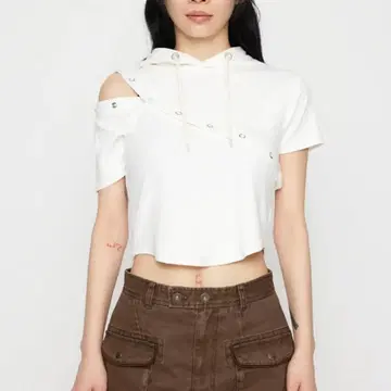 LAGUA GEM 링 버튼 후디 반팔