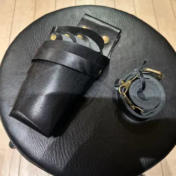 핸드메이드 심플 가위집 3정 블랙 천연 가죽 벨트 포함