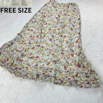 카네코 이사오 플라워 프린트 롱 스커트 피코프릴 FREE SIZE