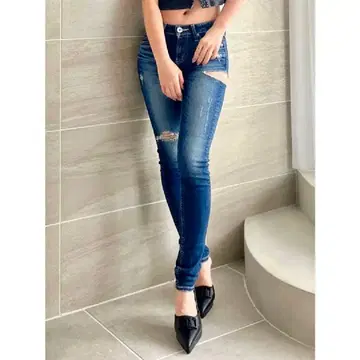 GYDA 사이드 립드 스키니 데님 팬츠