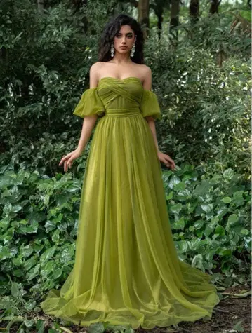 올리브 그린 컬러 드레스 오프숄더 XS (M)