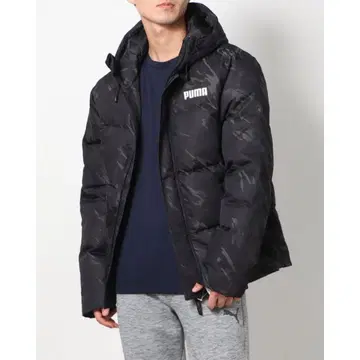 PUMA 자카드 카모플라주 후디드 다운 자켓