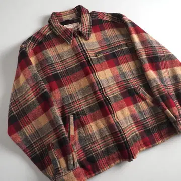 울리치 울 자켓 집업 체크 무늬 새상품급