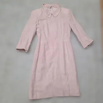 유키토리이 핑크 카라 부착 7부 소매 원피스