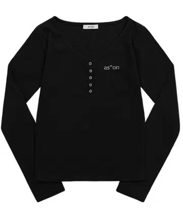 as'on 블랙 긴팔 티셔츠 M
