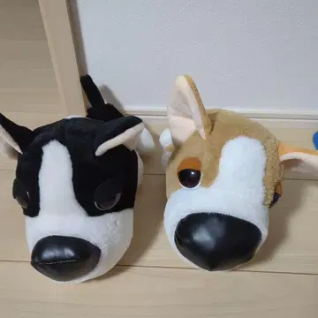 강아지 얼굴 봉제 인형 2체 세트