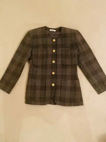 그레이 계열 체크 테일러드 자켓