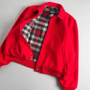 울리치 USA제 울 자켓 안감 체크 레드 새상품급