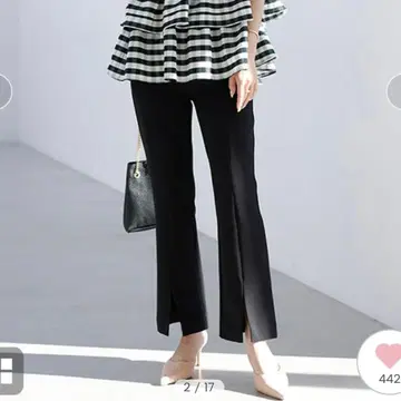 아뉴앙스 더블 스트레치 슬릿 플레어 팬츠